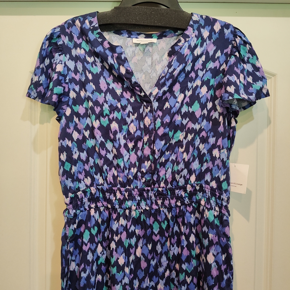 Beachlunchlounge Blue and Purple Flutter Sleeve Maxi Dress